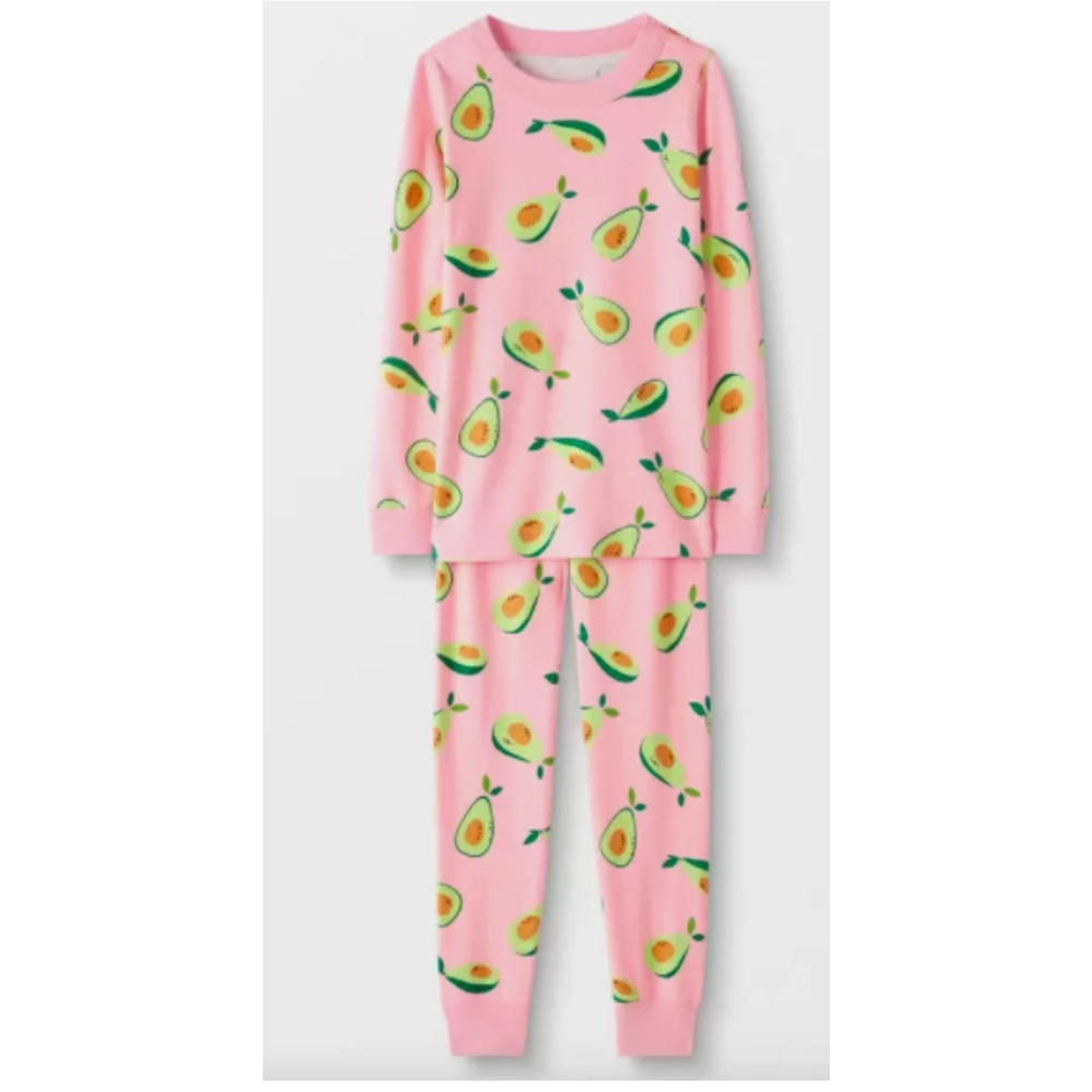 Hanna Andersson Pink Avocado Print Girls Pajama Set